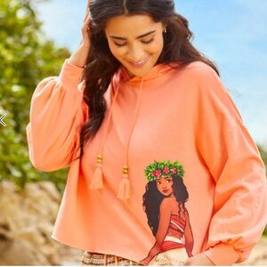 * Disney Parks Moana Orange Coral cropped hoodie 1X